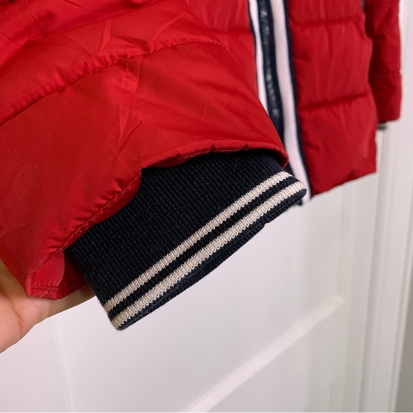 Tommy Hilfiger Red Puffer Coat Winter Warm Jacket Hood Women’s XS Extra Small - Picture 2 of 11